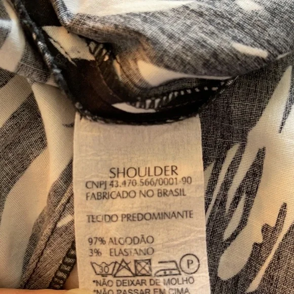 Shoulder Black White Print Cowl Neck Dress 38 - Picture 7 of 7